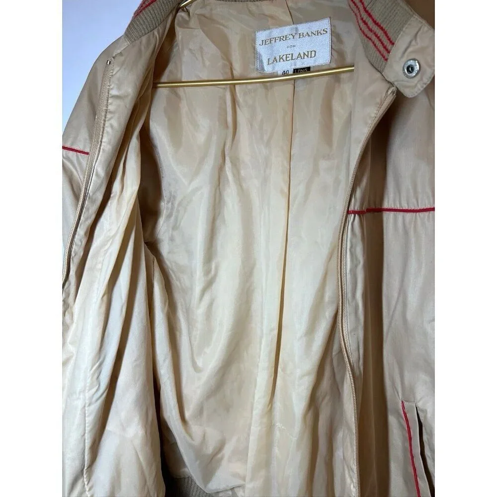Jeffrey Banks For Lakeland Mens Tan Bomber Jacket 40 Long - Picture 4 of 13